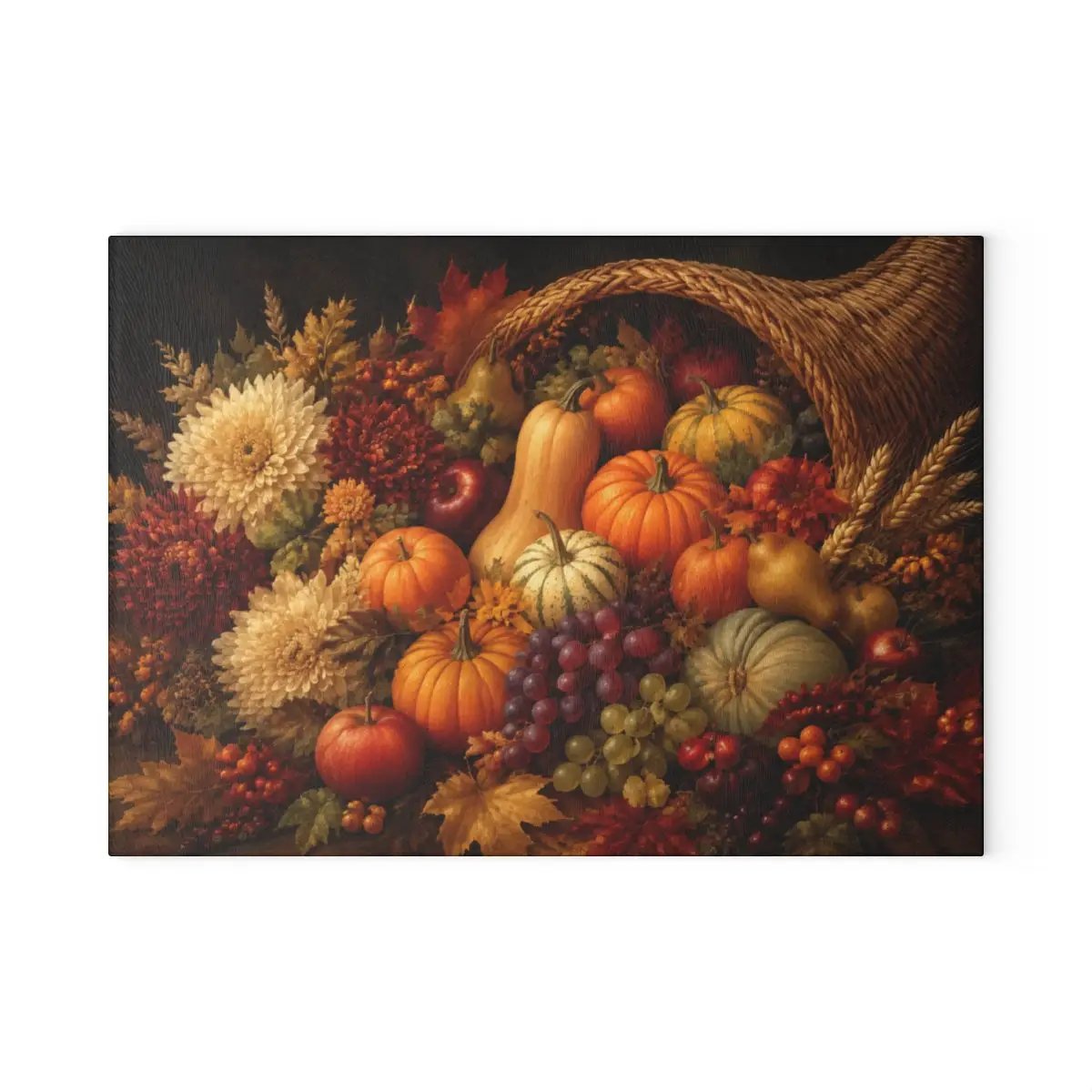 Cornucopia Glass Cutting Board, Thanksgiving Kitchen Decor, Fall Harvest Cutting Board, Autumn Hostess Gift