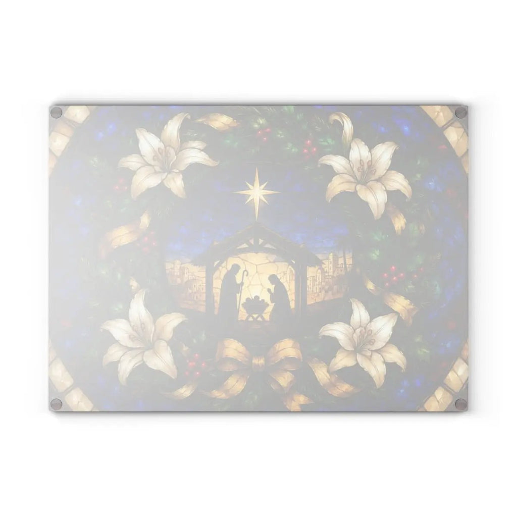 Nativity Glass Cutting Board, Stained Glass Christmas Decor, Holy Family Christian Kitchen Gift, Religious Christmas Cutting Board