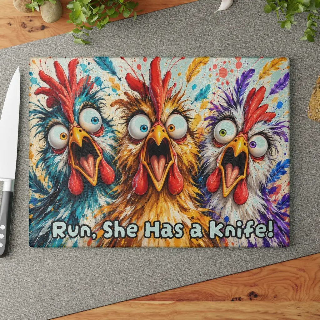 Funny Screaming Chickens Cutting Board, Personalized Chicken Gift, Screaming Chicken Kitchen Decor, Custom Hen Cutting Board, Chicken Lover Gift