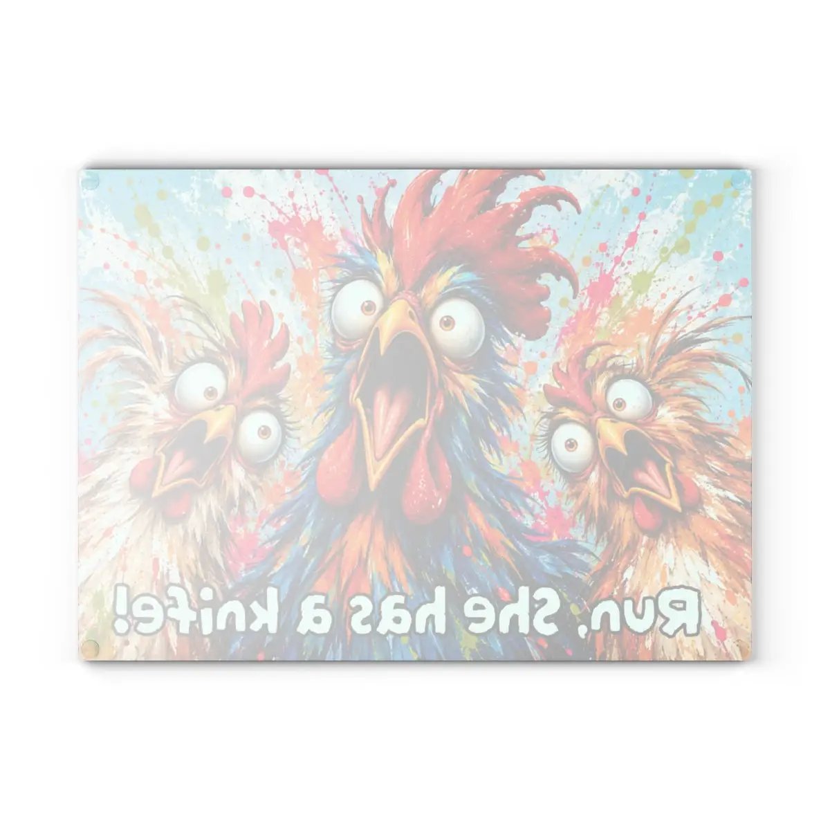 Three Screaming Chickens Cutting Board, Funny Chicken Kitchen Decor, Colorful Chicken Lover Gift, Farmhouse Kitchen Gift