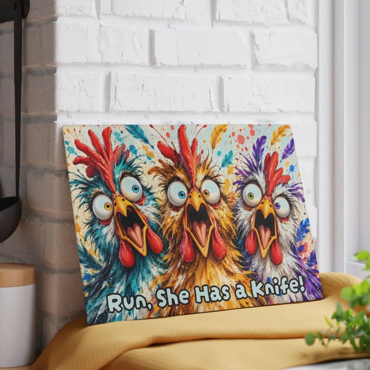 Funny Screaming Chickens Cutting Board, Personalized Chicken Gift, Screaming Chicken Kitchen Decor, Custom Hen Cutting Board, Chicken Lover Gift