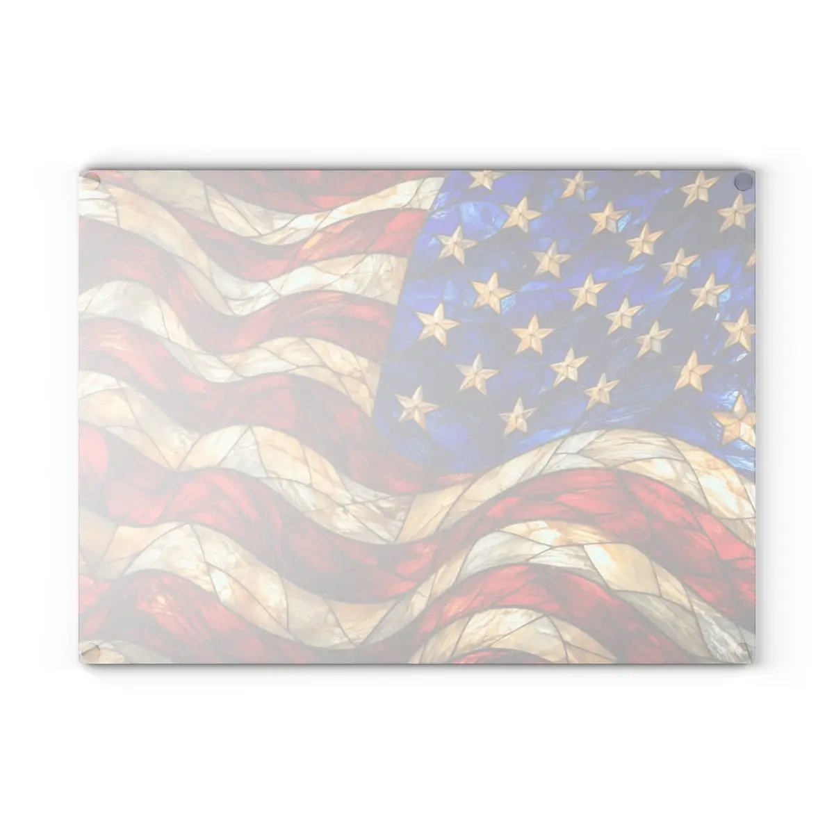 American Patriotic Flag Glass Cutting Board, Stained Glass Style USA Flag, Americana Kitchen Decor, Patriotic Gift
