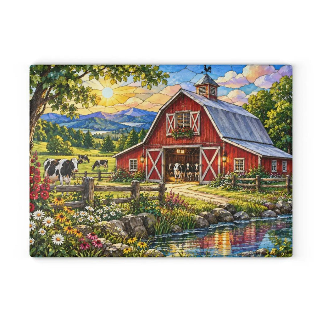Summer Barn Wall Art, Texas Country Landscape, Rustic Farmhouse Decor, Stained Glass Style Barn Art, Country Summer Wall Decor