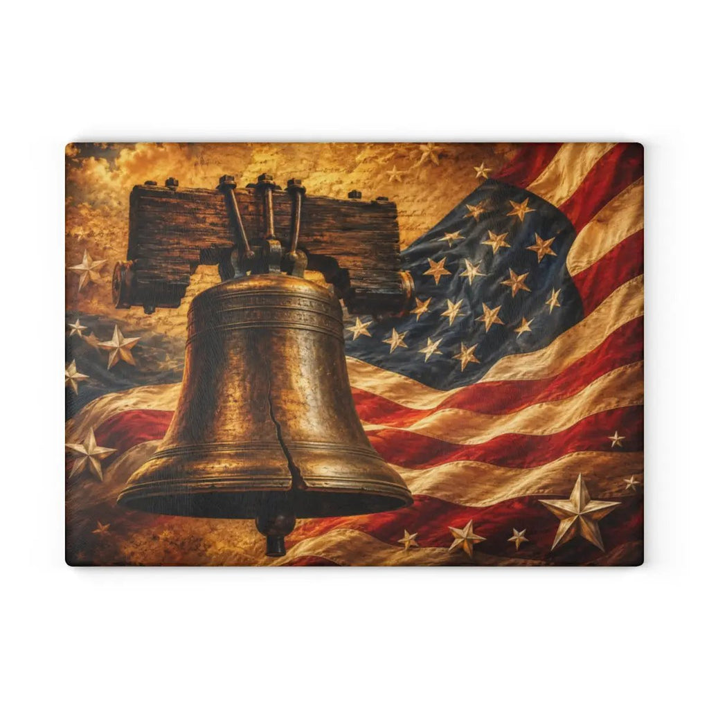 Liberty Bell Cutting Board, American Flag Glass Cutting Board, Patriotic Kitchen Decor, Americana Gift, USA Freedom Decor