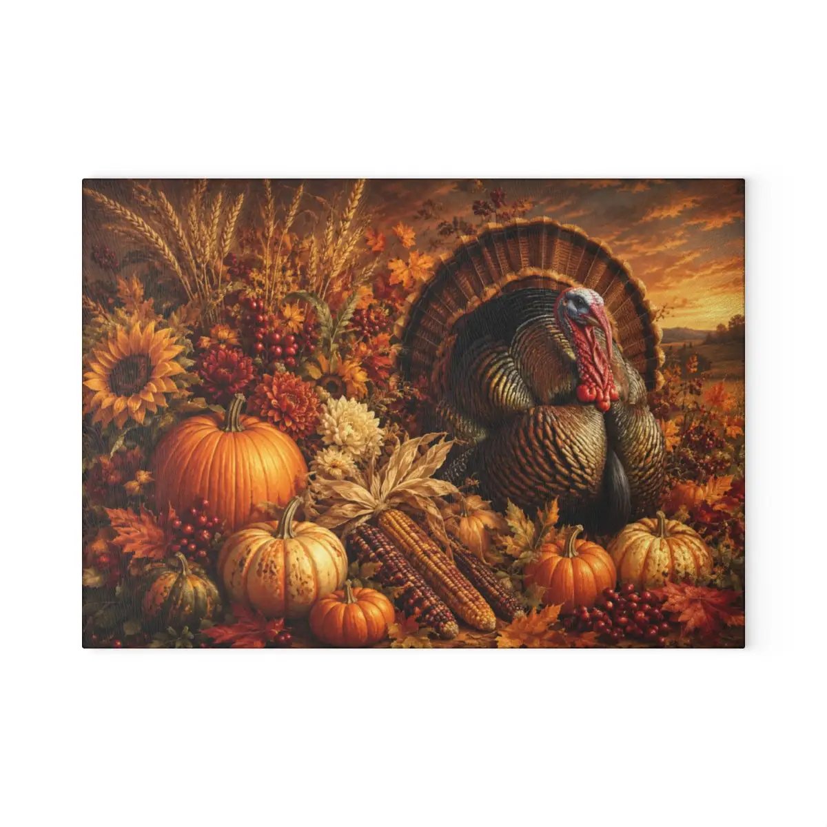 Turkey Glass Cutting Board, Thanksgiving Kitchen Decor, Fall Harvest Cutting Board, Turkey Hostess Gift