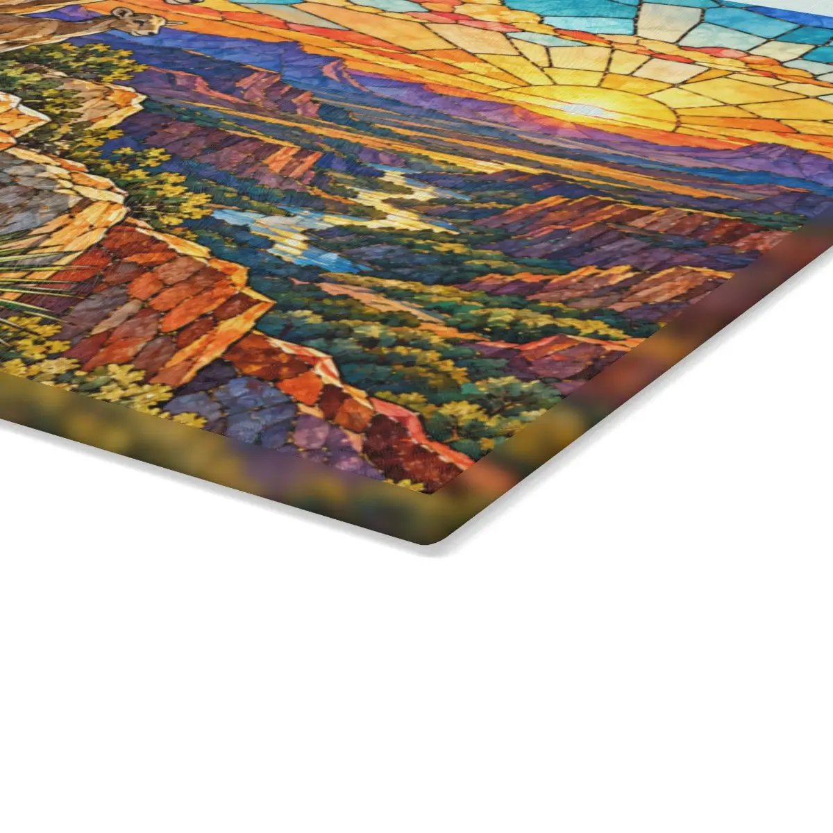Bighorn Sheep Glass Cutting Board, Texas Wildlife Kitchen Decor, Stained Glass Desert Landscape, Southwestern Cutting Board, Wildlife Gift