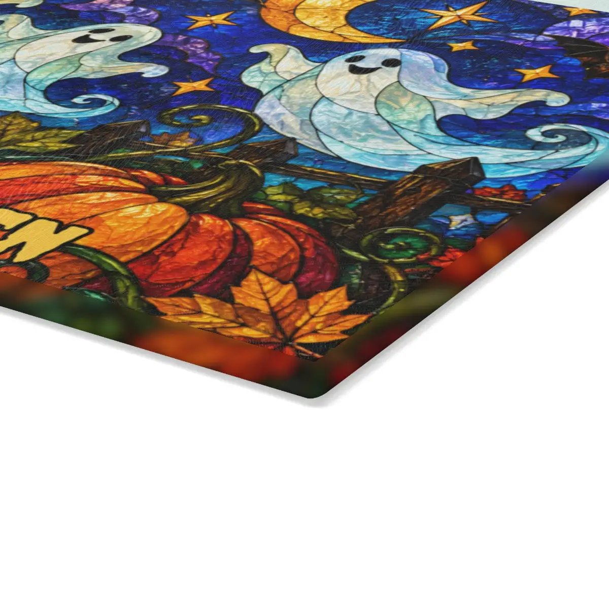 Halloween Ghosts Personalized Glass Cutting Board, Spooky Pumpkin Kitchen Decor