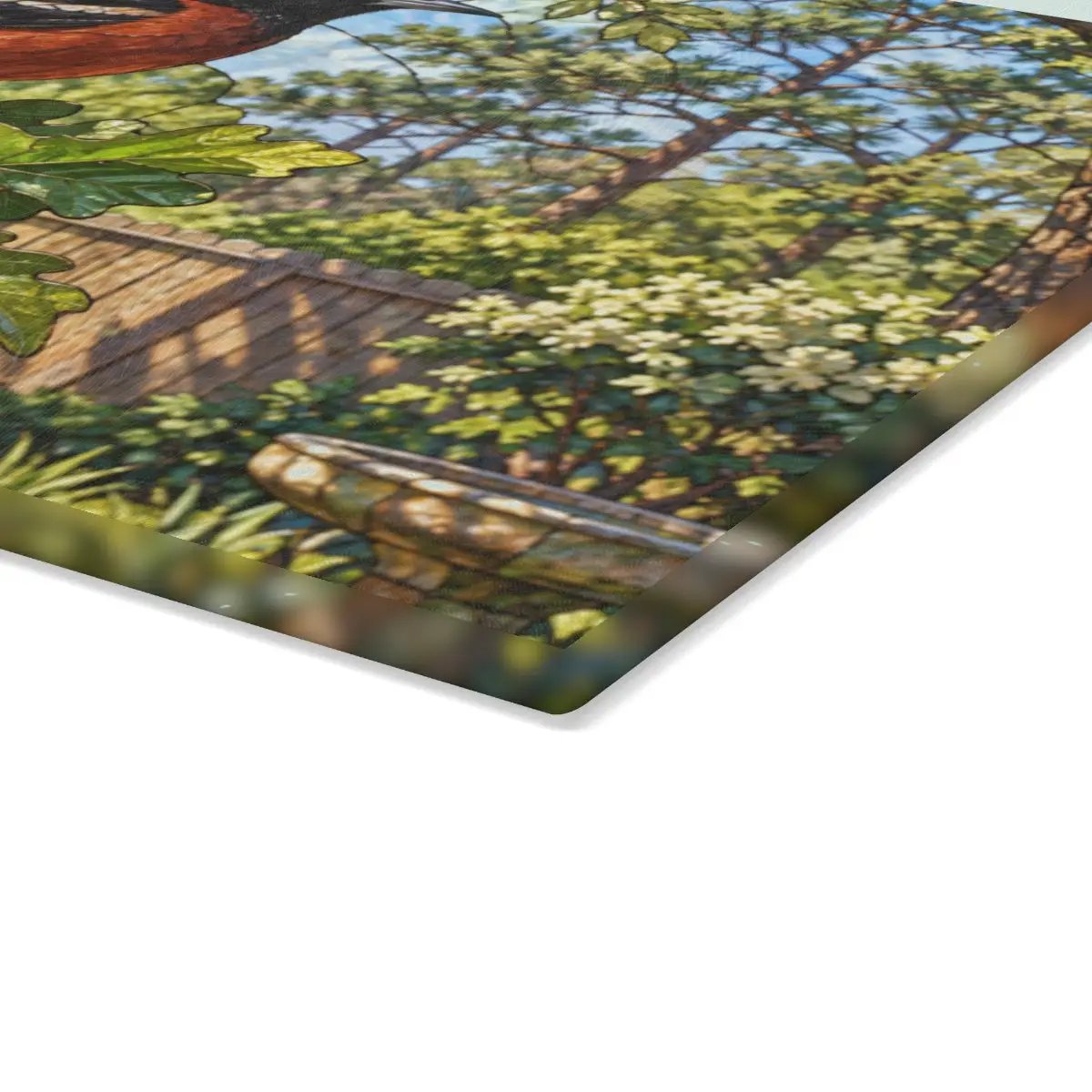 Orchard Oriole Glass Cutting Board, Backyard Bird Kitchen Decor, Oriole Bird Lover Gift, Nature Serving Board, Birdwatcher Gift