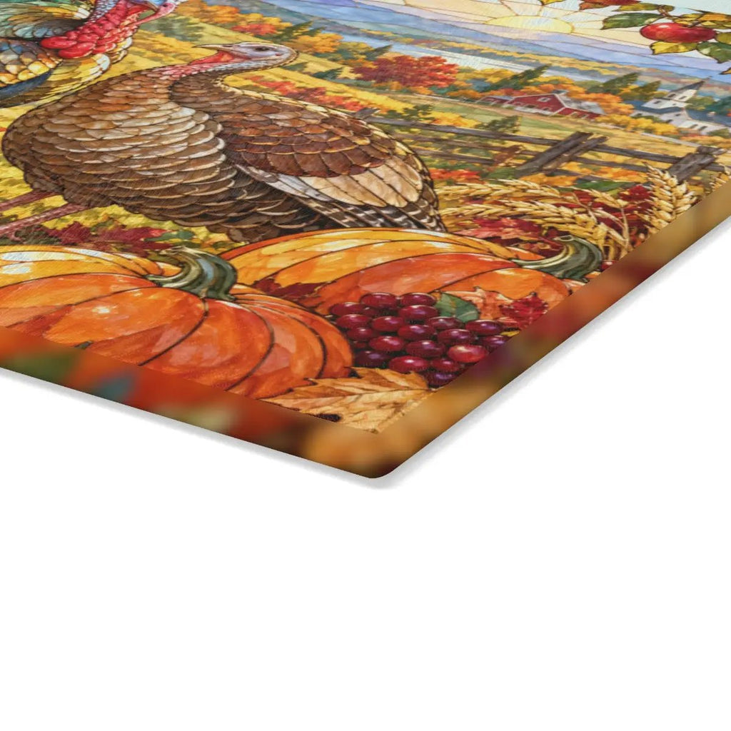 Thanksgiving Turkey Glass Cutting Board, Stained Glass Turkey Kitchen Decor, Fall Harvest Chopping Board, Thanksgiving Gift