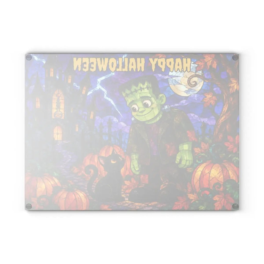 Halloween Monster Personalized Glass Cutting Board, Frankenstein Inspired Kitchen Decor
