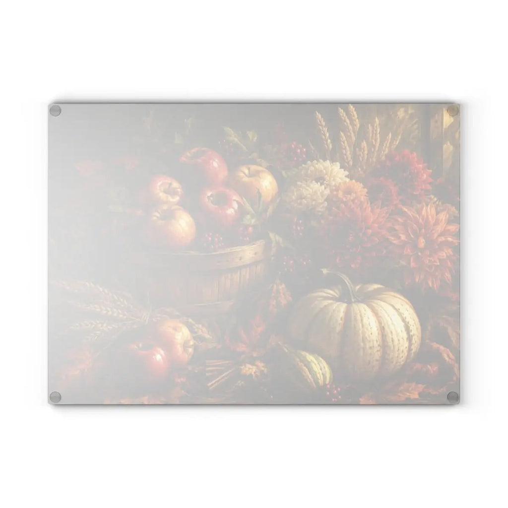 Apple Harvest Glass Cutting Board, Fall Farmhouse Kitchen Decor, Pumpkin Apple Cutting Board, Autumn Kitchen Gift