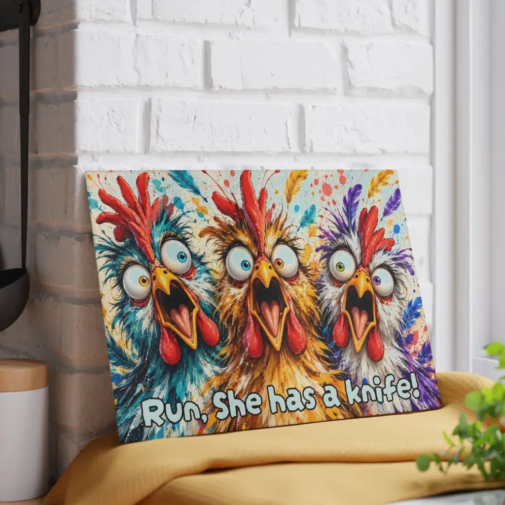 Funny Screaming Chickens Cutting Board, Personalized Chicken Gift, Screaming Chicken Kitchen Decor, Custom Hen Cutting Board, Chicken Lover Gift