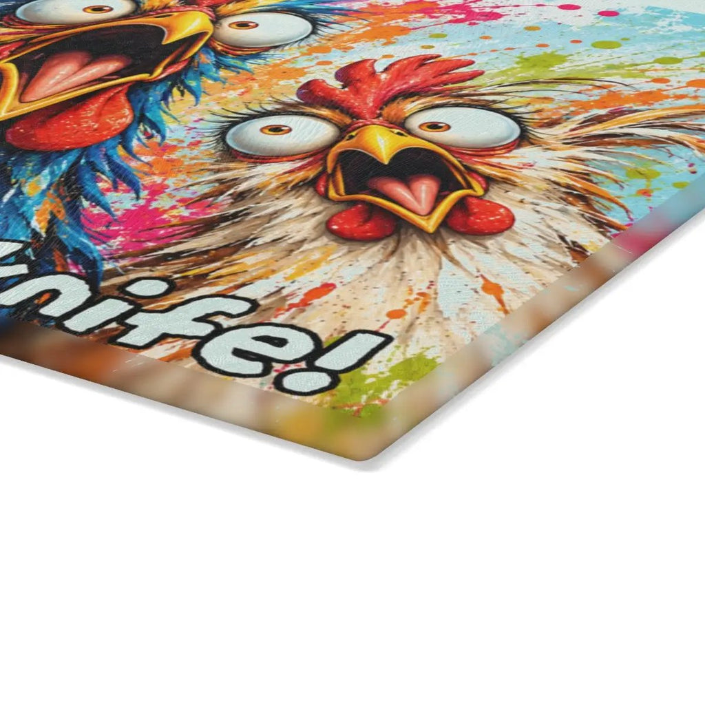 Three Screaming Chickens Cutting Board, Funny Chicken Kitchen Decor, Colorful Chicken Lover Gift, Farmhouse Kitchen Gift