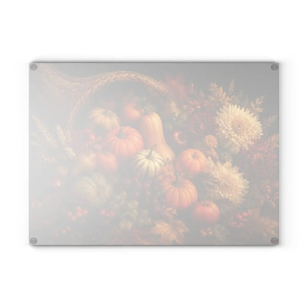 Cornucopia Glass Cutting Board, Thanksgiving Kitchen Decor, Fall Harvest Cutting Board, Autumn Hostess Gift