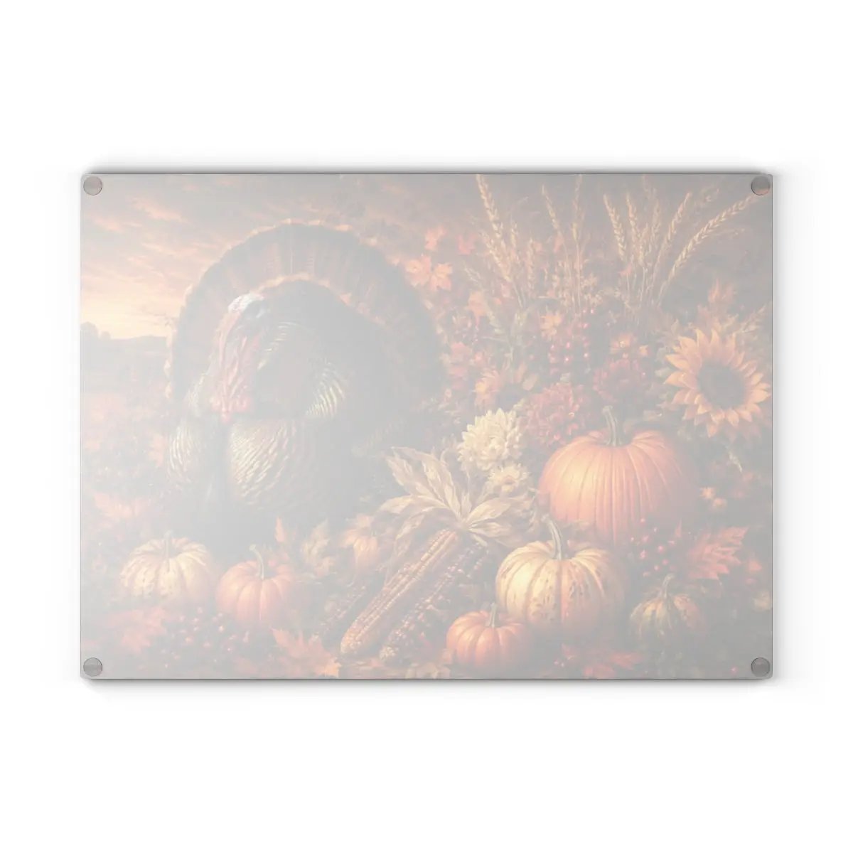 Turkey Glass Cutting Board, Thanksgiving Kitchen Decor, Fall Harvest Cutting Board, Turkey Hostess Gift