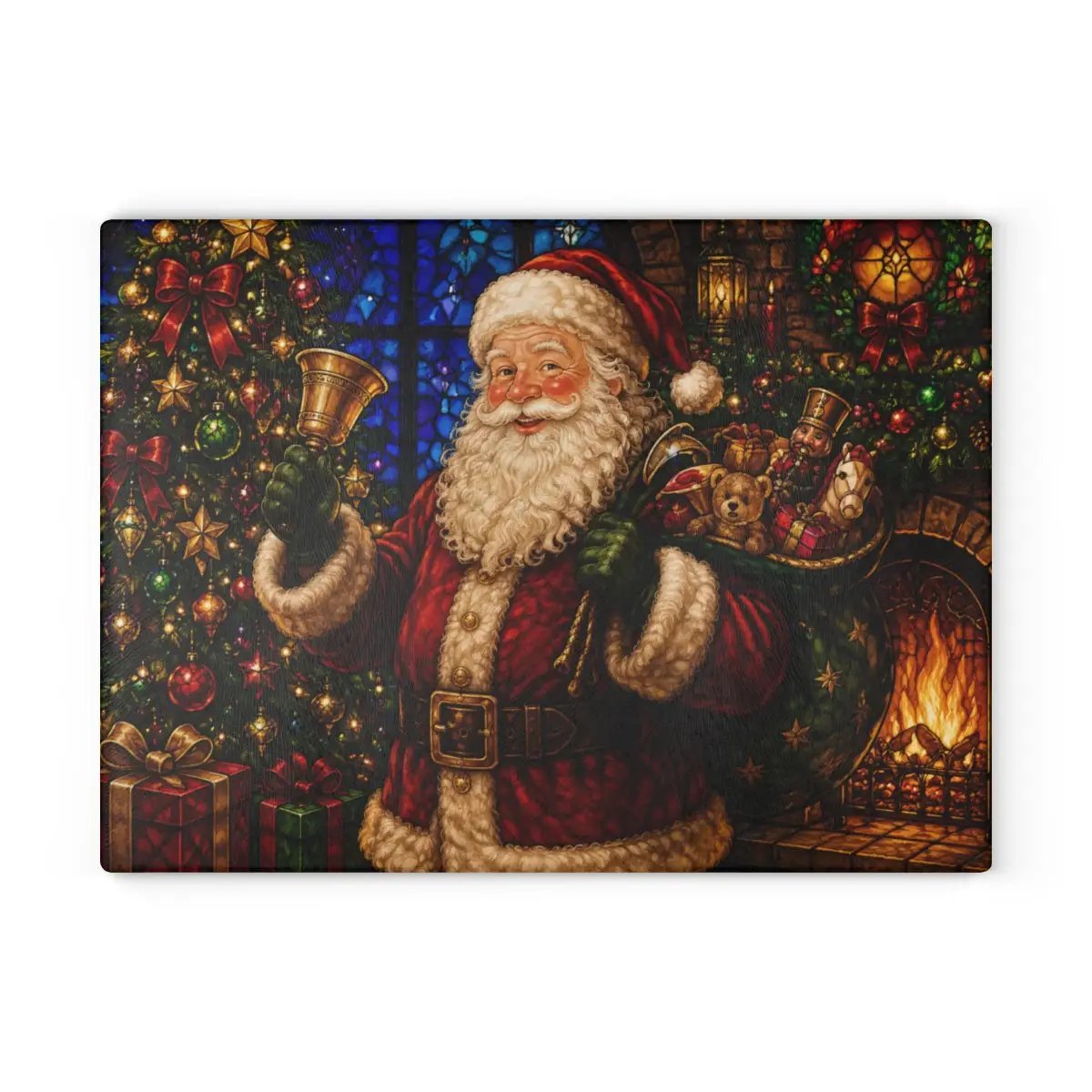 Santa Christmas Glass Cutting Board, Vintage Santa Kitchen Decor, Christmas Cutting Board, Holiday Gift, 10 Designs to Choose From