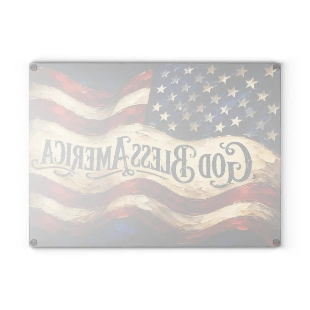 God Bless America Cutting Board, American Flag Glass Cutting Board, Patriotic Kitchen Decor, Christian USA Gift, Americana Home Decor
