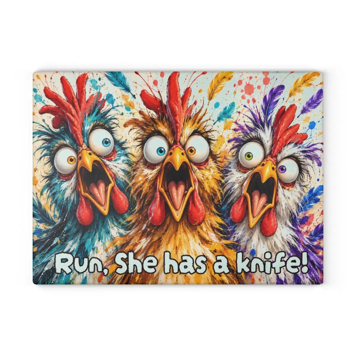 Funny Screaming Chickens Cutting Board, Personalized Chicken Gift, Screaming Chicken Kitchen Decor, Custom Hen Cutting Board, Chicken Lover Gift