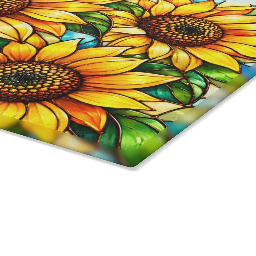 Sunflower Glass Cutting Board, Bold Floral Kitchen Decor, Stained Glass Sunflower Art, Yellow Flower Cutting Board, Sunflower Lover Gift