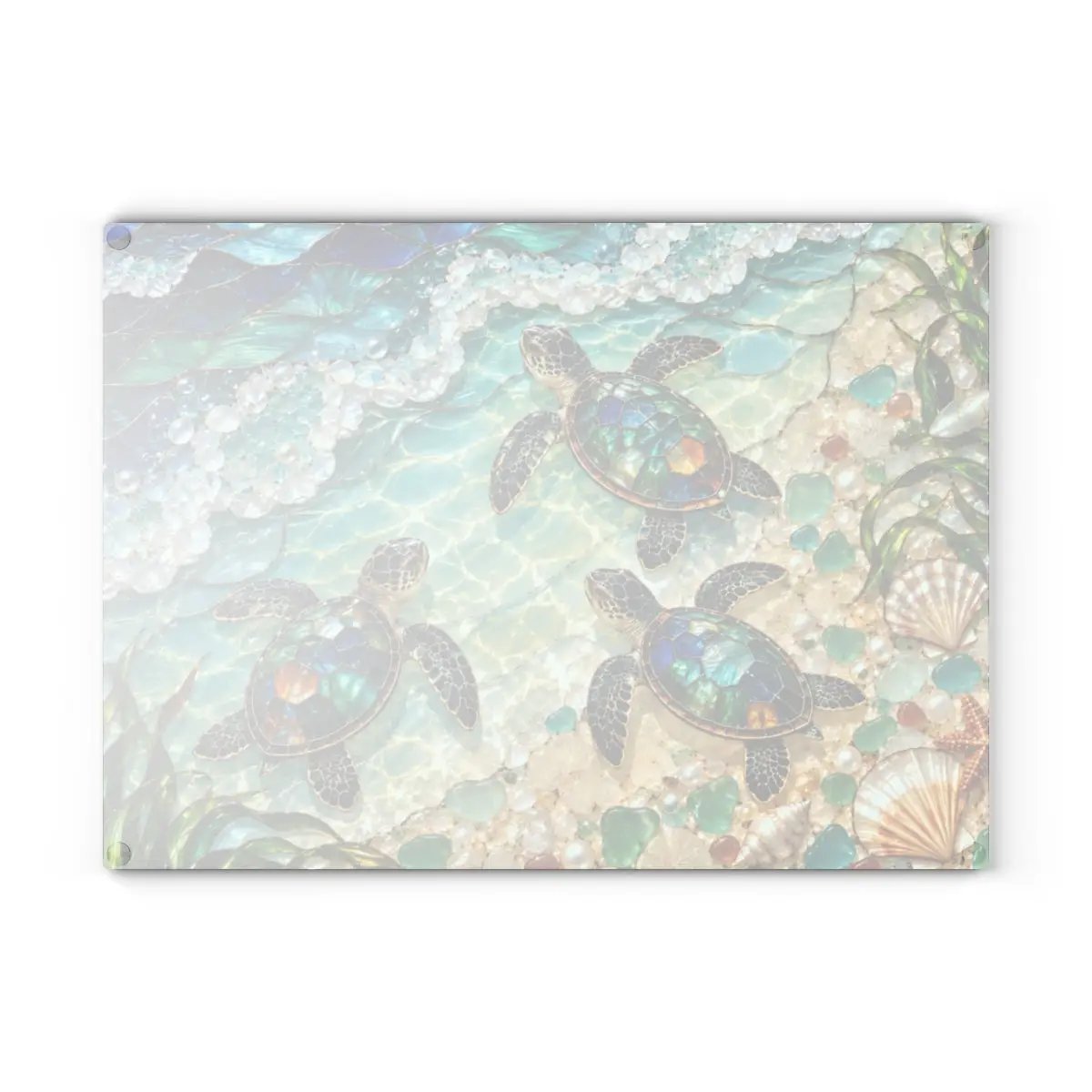 Sea Turtle Hatchlings Cutting Board, Coastal Kitchen Decor, Ocean Beach House Gift, Tempered Glass Chopping Board, Marine Life Kitchen Accent
