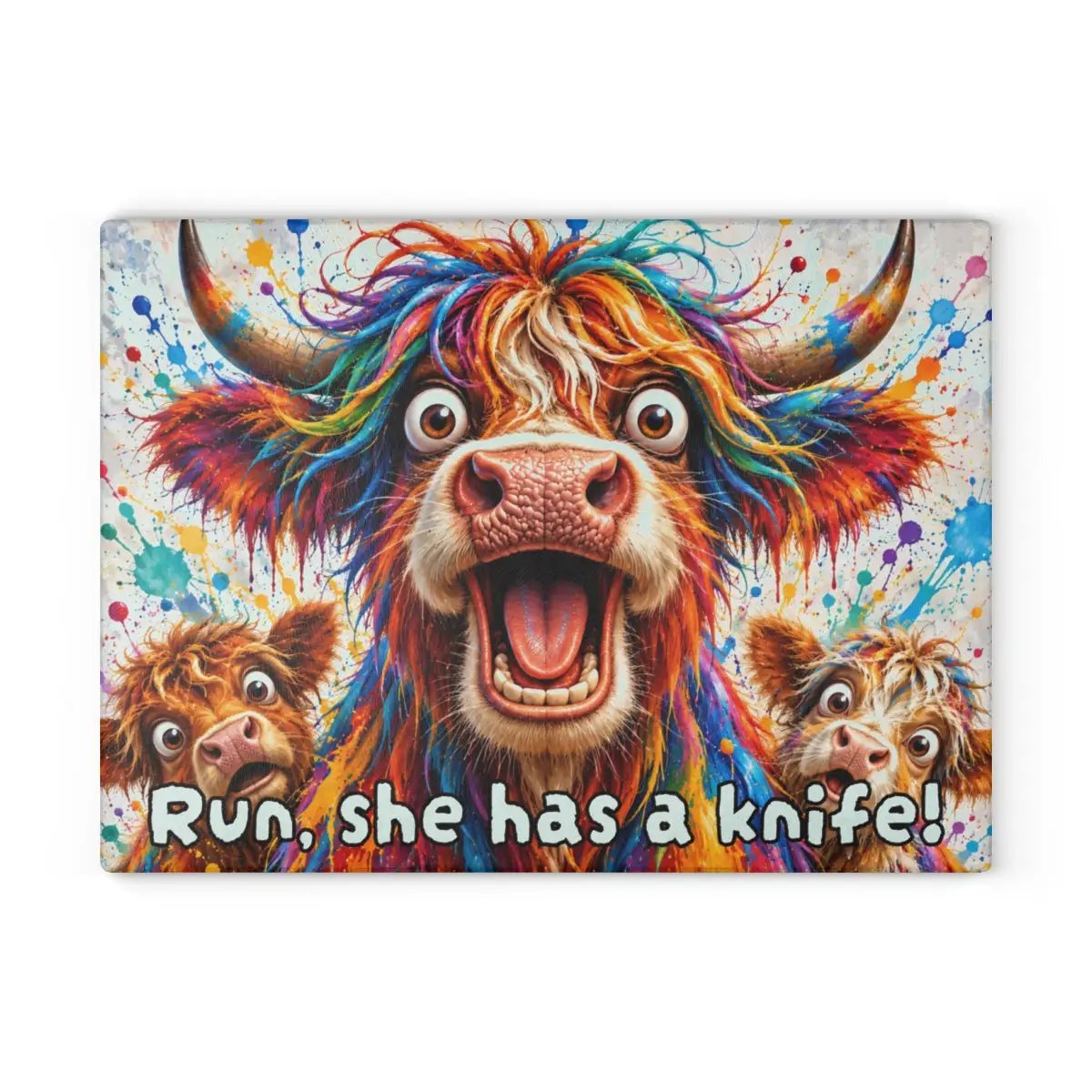 Highland Cow Cutting Board, Funny Cow Kitchen Decor, Colorful Highland Cow Gift, Cow Lover Farmhouse Decor