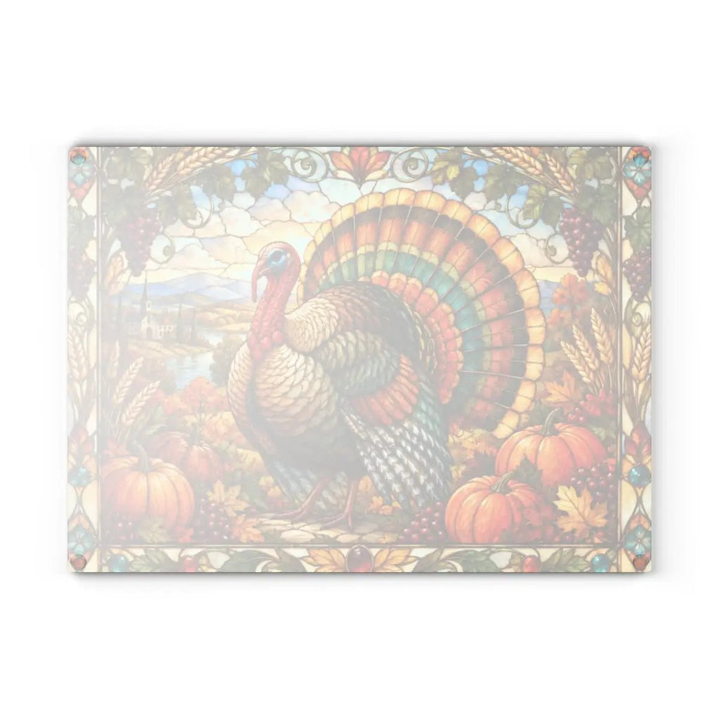 Thanksgiving Turkey Glass Cutting Board, Stained Glass Harvest Kitchen Decor, Fall Turkey Chopping Board, Country Thanksgiving Gift