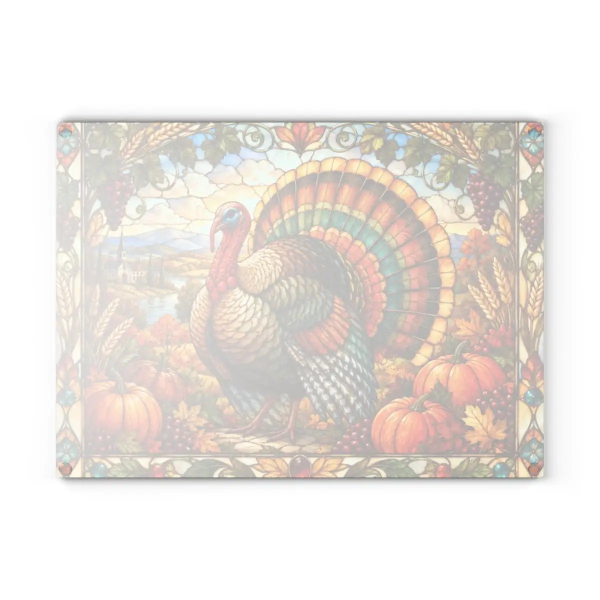 Thanksgiving Turkey Glass Cutting Board, Stained Glass Harvest Kitchen Decor, Fall Turkey Chopping Board, Country Thanksgiving Gift