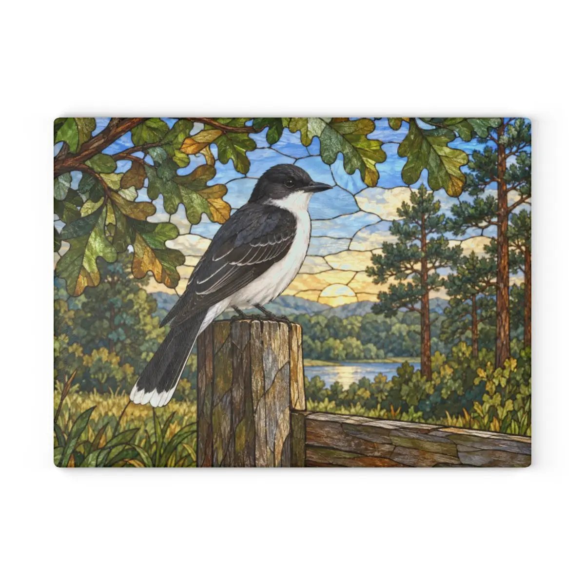 Eastern Kingbird Glass Cutting Board, Backyard Bird Kitchen Decor, Birdwatcher Gift, Songbird Serving Board, Nature Lover Gift
