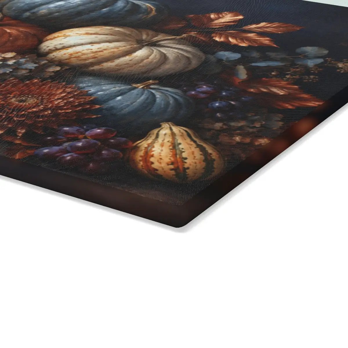 Blue Pumpkin Glass Cutting Board, Elegant Fall Kitchen Decor, Autumn Harvest Cutting Board, Thanksgiving Kitchen Gift