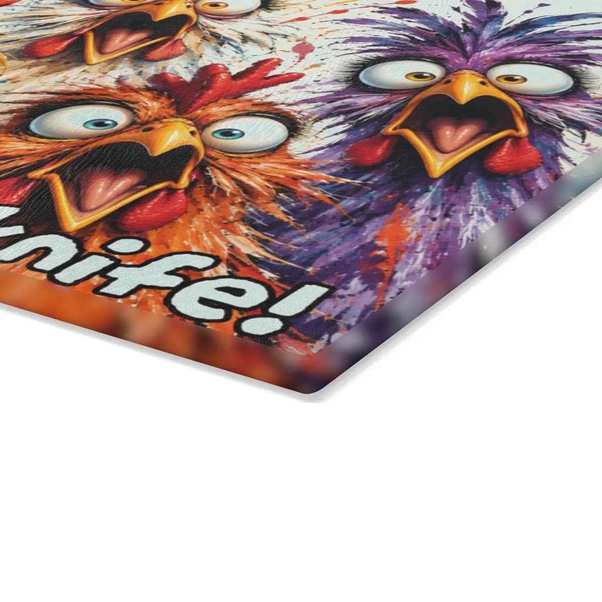 Screaming Chicken Flock Cutting Board, Funny Chicken Kitchen Decor, Colorful Hen Lover Gift, Farmhouse Chicken Gift