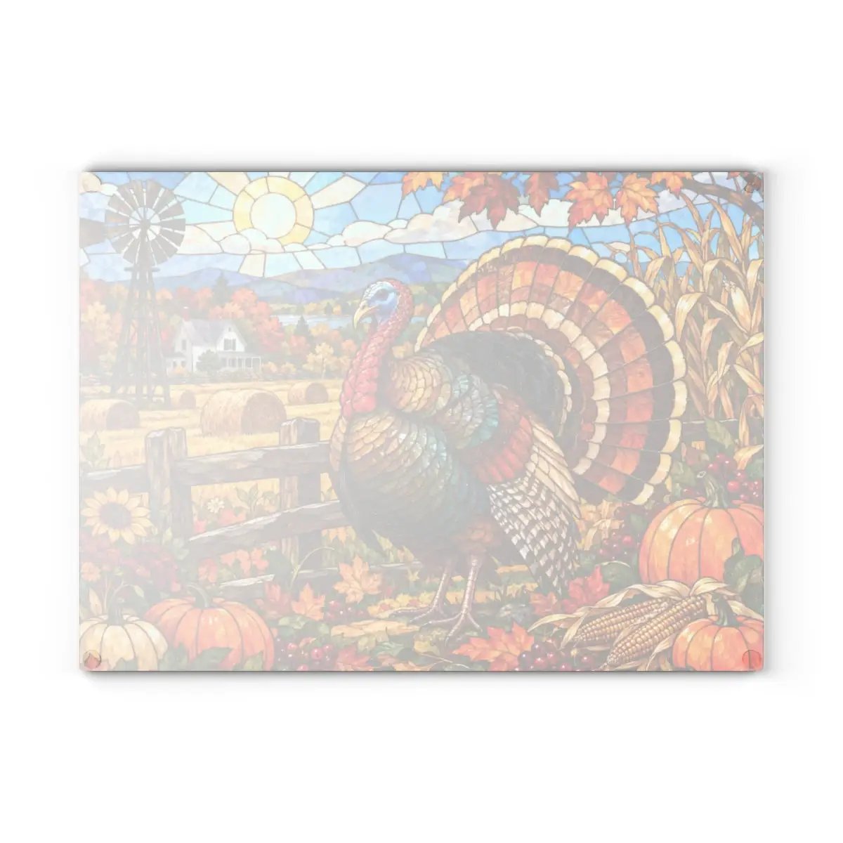 Thanksgiving Turkey Glass Cutting Board, Farmhouse Fall Kitchen Decor, Country Harvest Turkey Cutting Board, Autumn Kitchen Gift