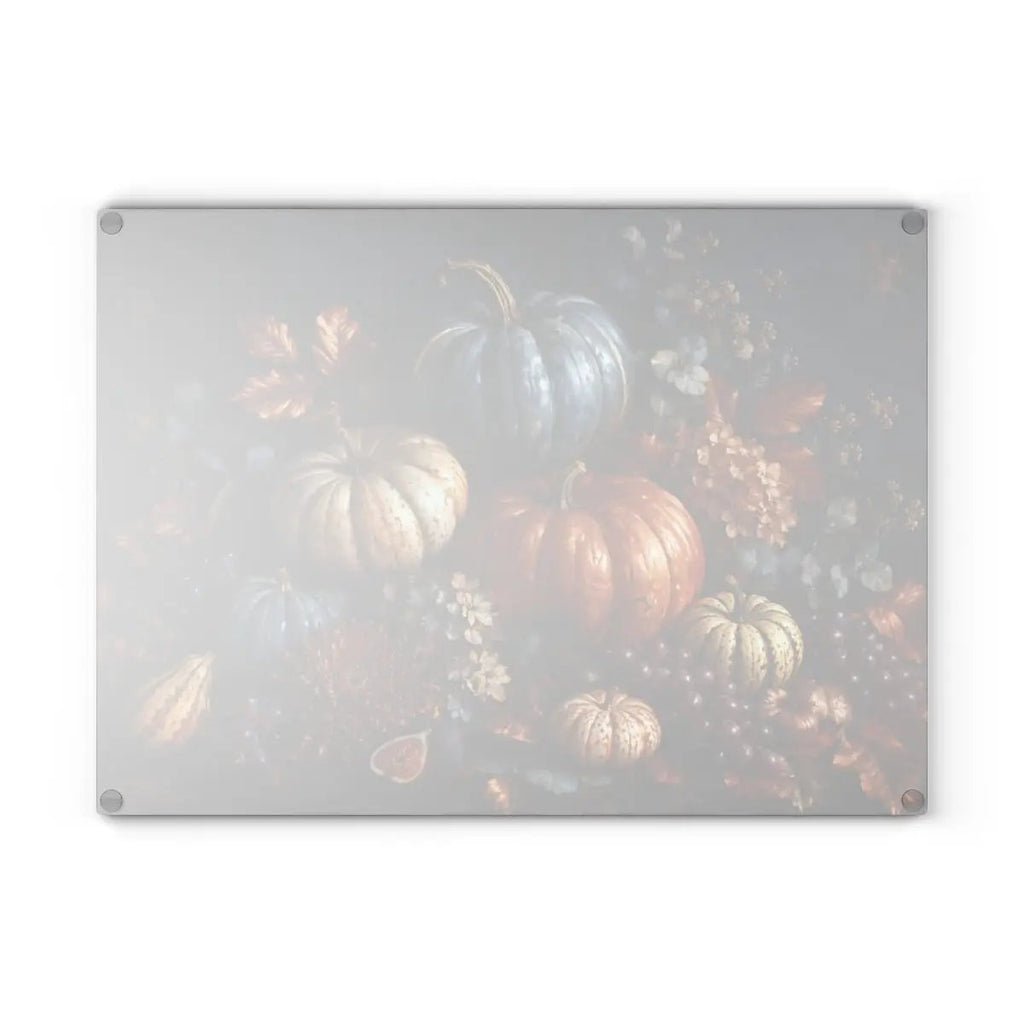 Blue Pumpkin Glass Cutting Board, Elegant Fall Kitchen Decor, Autumn Harvest Cutting Board, Thanksgiving Kitchen Gift
