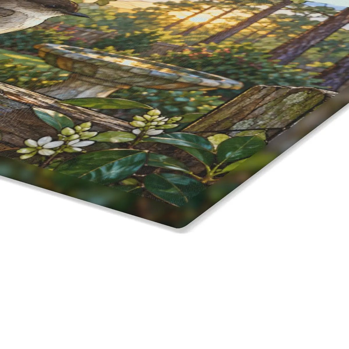 Eastern Phoebe Glass Cutting Board, Backyard Bird Kitchen Decor, Birdwatcher Gift, Bird Lover Gift, Nature Inspired Serving Board