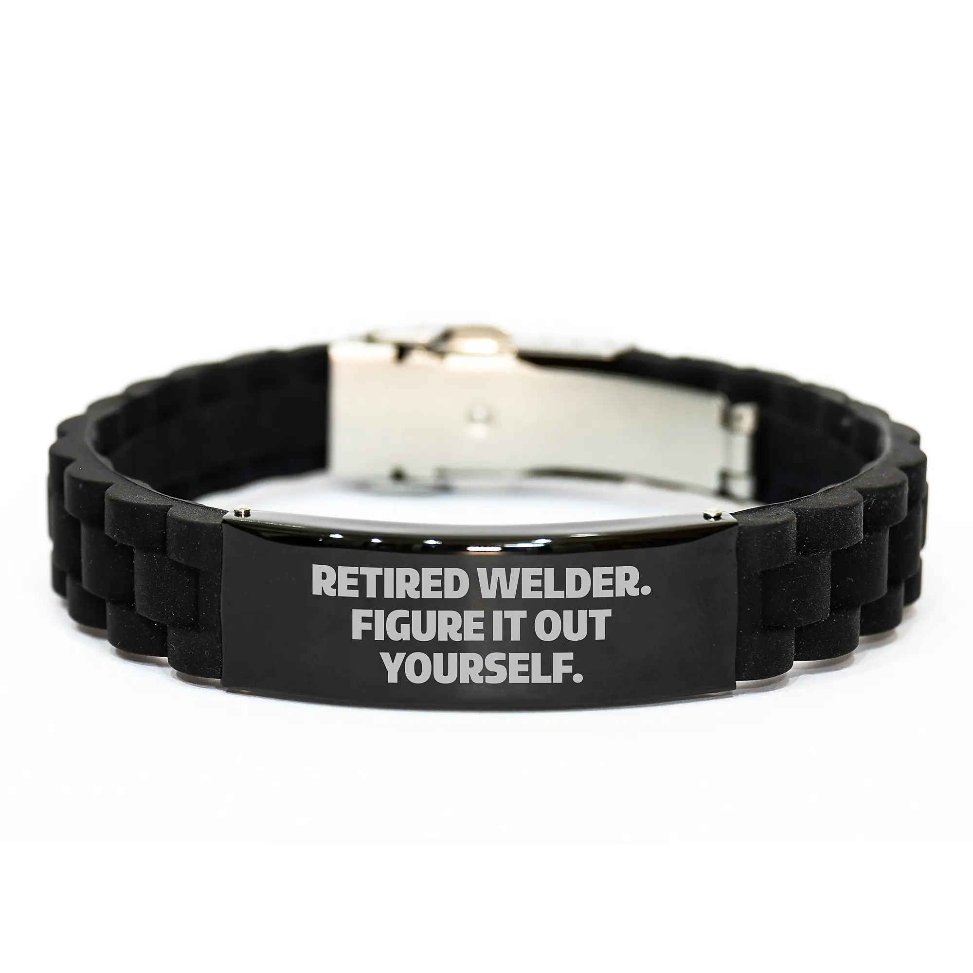 Welder Gifts from Men, Unique Birthday Unique Gifts for Friends, Retired Welder Figure It Out Yourself Glide lock Clasp Bracelet - Image 1