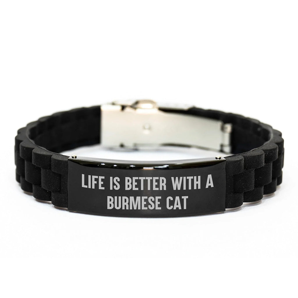 Burmese Cat Lover Funny Gifts for Men Valentine's Unique Glide lock Clasp Bracelet, Gifts from Women to Men