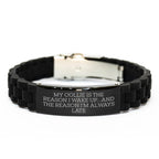 Funny Collie Dog Gifts, My Collie Is The Reason I Wake Up...and The Reason I'm Always Late, Black Glide lock Clasp Birthday Unique Gift from Friends to Collie Dog Lovers