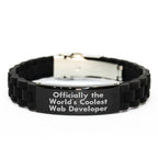 Unique Web Developer Gifts for Men Christmas Unique Ideas Officially The World's Coolest Web Developer Glide lock Clasp Bracelet