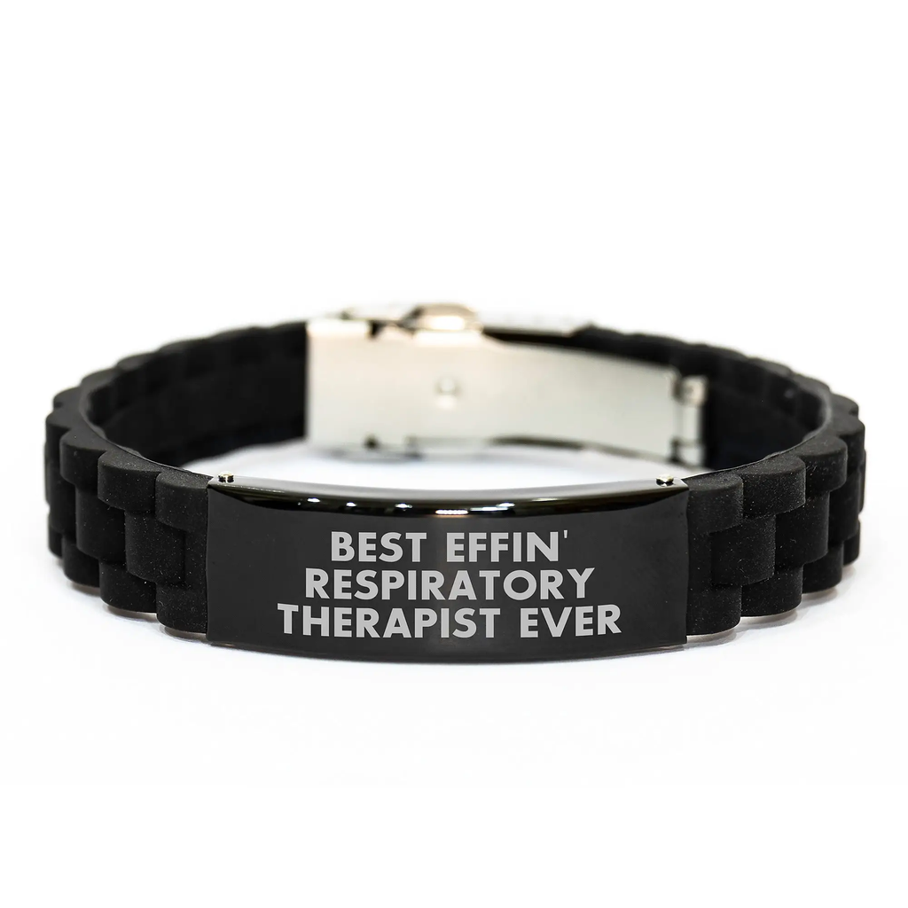 Funny Inspirational Gifts for Respiratory Therapist Graduation Glide lock Clasp Bracelet Gifts from Friends - Best Effin' Respiratory Therapist Ever - Image 1
