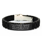 Medical Assistant Dad Gifts, Glide lock Clasp Black Stainless Steel Silicone Adjustable, Funny Quote 'I Am A Medical Assistant Dad. Just Like A Normal Dad Except Much Cooler.'