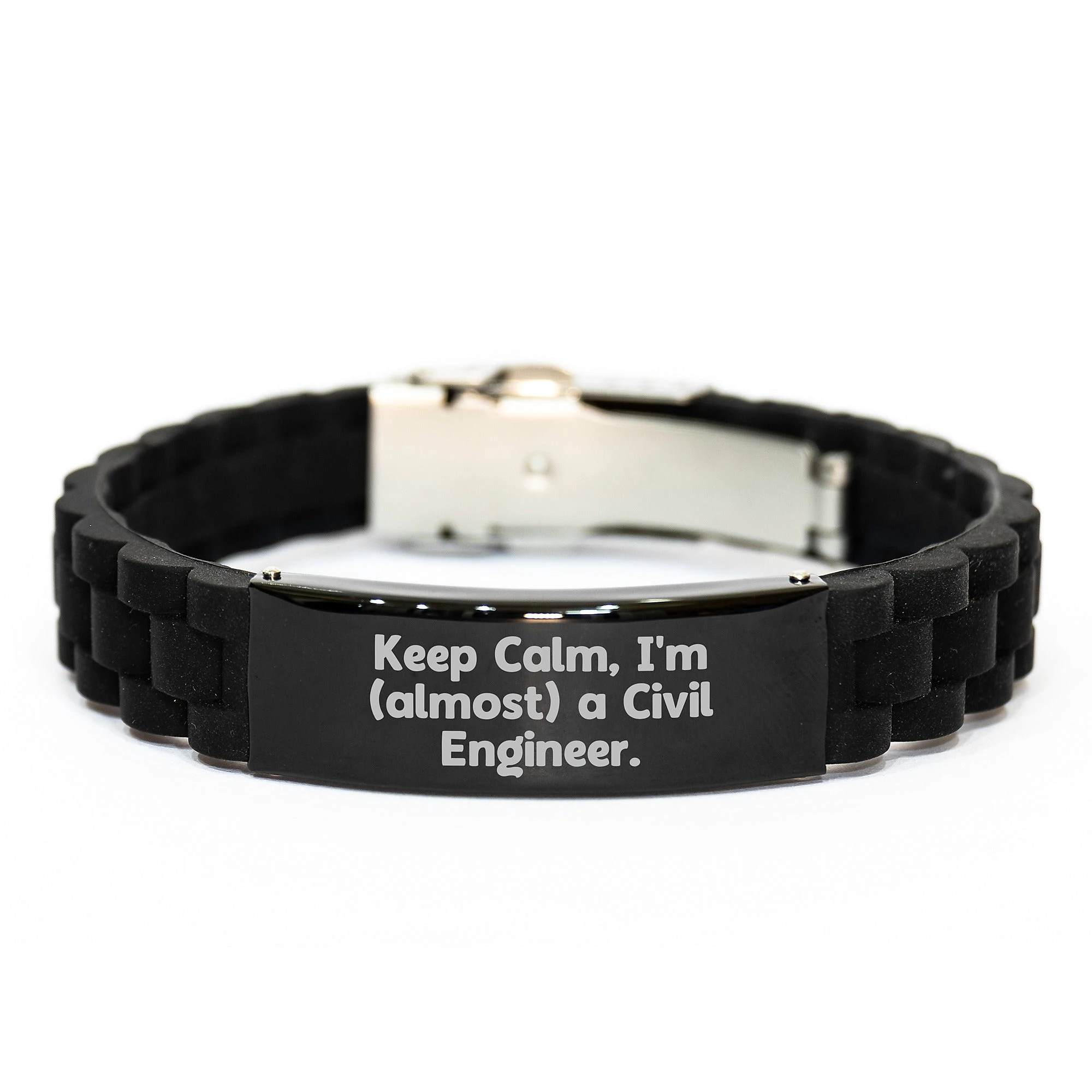 Civil Engineer Enthusiast Gifts for Him Funny Quote Glide lock Clasp Bracelet, Black Stainless Steel, Adjustable - Gifts from Family for Civil Engineers