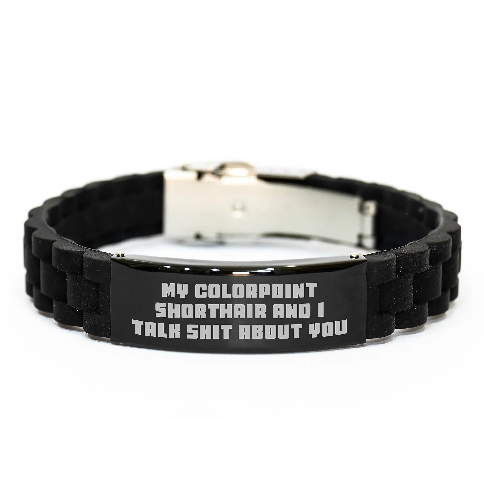 Funny Colorpoint Shorthair Cat Gifts from Friends for Graduation Unique Gifts with Glide lock Clasp Bracelet Black Color - Image 1