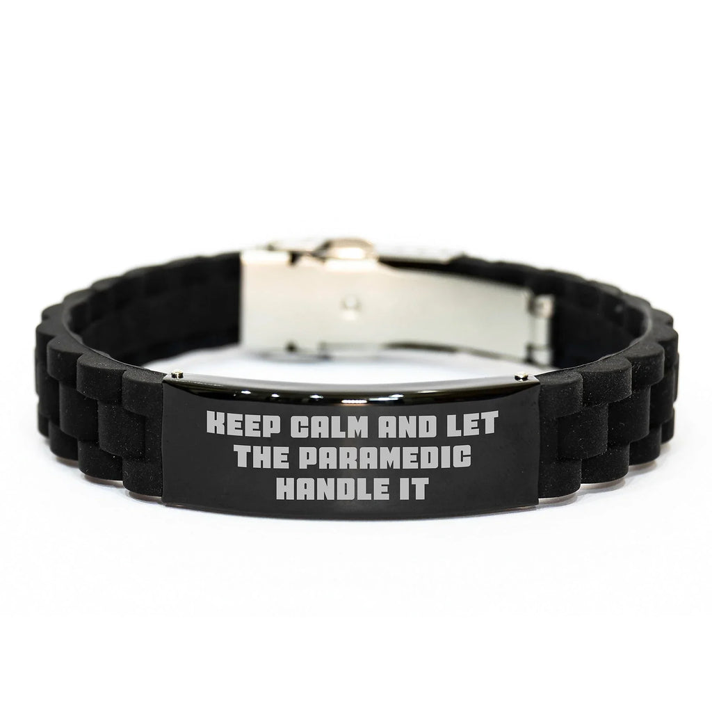 Funny Rescue Worker Gifts, Rescue Worker Christmas Unique Gifts from Men to Women Rescue Worker, Glide lock Clasp Bracelet for Rescue Worker with Keep Calm And Let The Rescue Worker Handle It