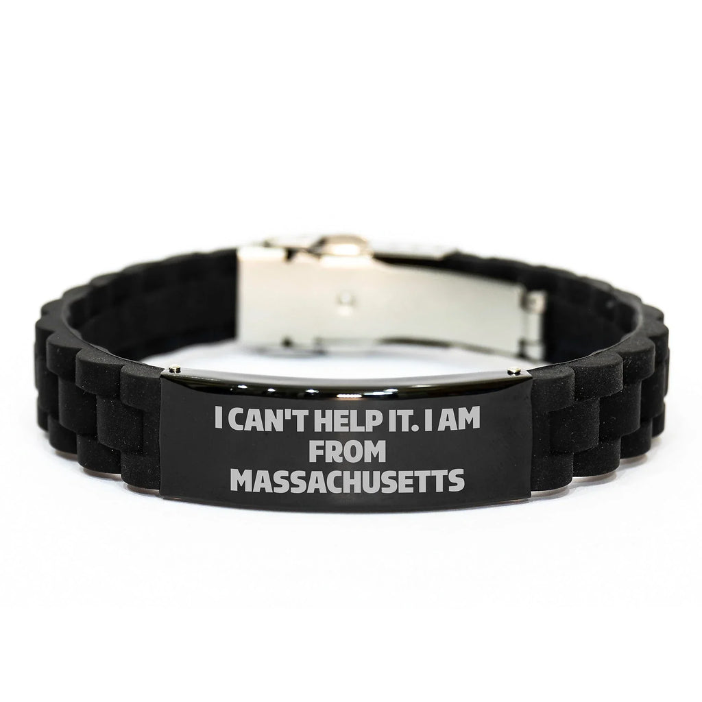 Massachusetts Proud Glide lock Clasp Bracelet, Funny Quote Gifts for Massachusetts Men Women Friends Family, Christmas Unique Gifts from Massachusetts