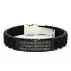 Funny Tool Maker Gifts for Women - Glide lock Clasp Black Stainless Steel Bracelet Gifts from Family, Christmas Unique Gifts for Tool Makers, Women's Tool Maker Jewelry