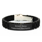 Smart Sexy Talented Mechanic Gift, Mechanic Birthday Unique Gifts from Men to Men, Glide lock Clasp Bracelet for Mechanic Enthusiasts