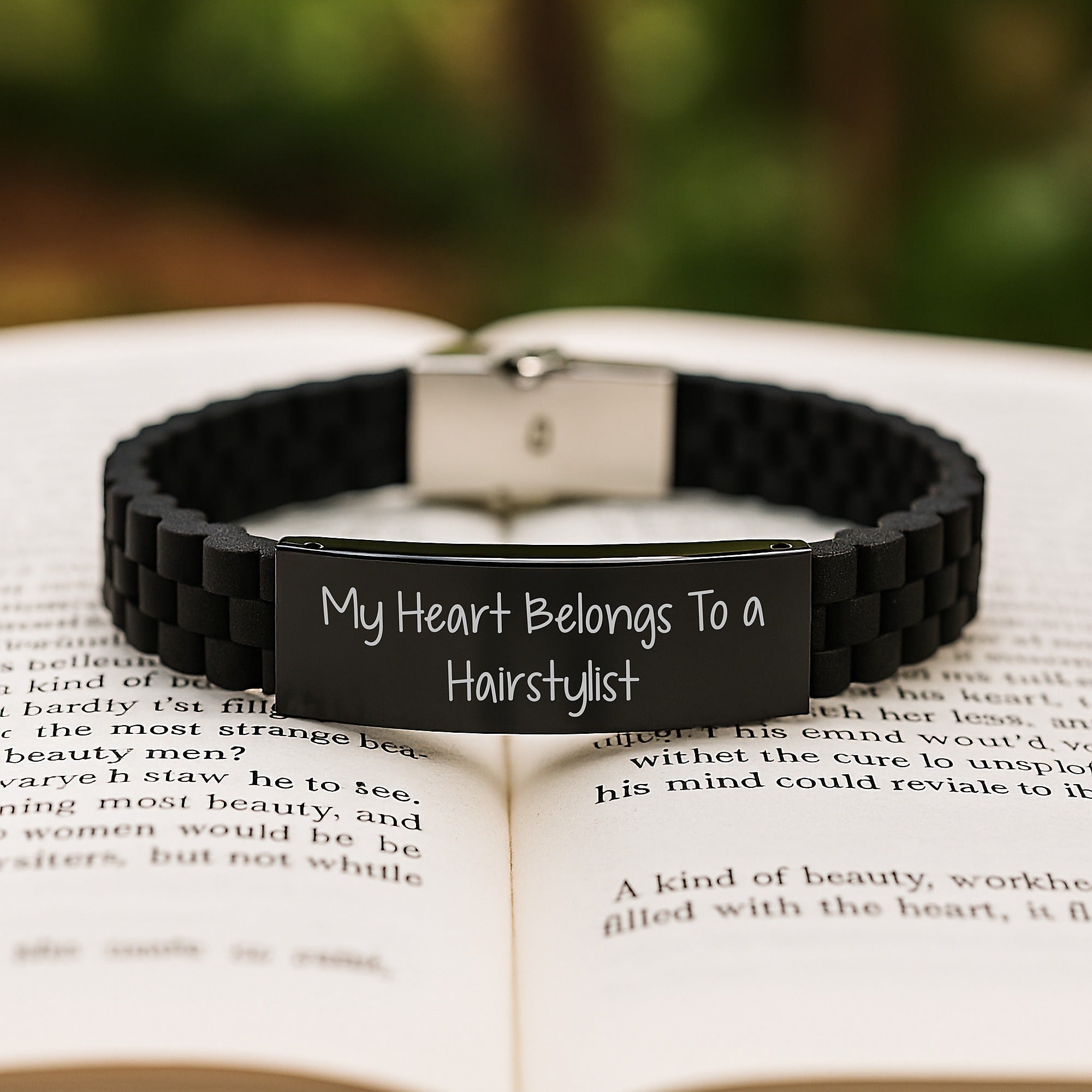 Funny Hairstylist Gifts for Women, Glide lock Clasp Bracelet with My Heart Belongs To A Hairstylist Quote, Graduation Unique Gifts from Friends - Image 2