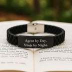 Agent Gifts from Men, Agent Christmas Unique Gifts, Glide lock Clasp Bracelet, Agent By Day. Ninja By Night.