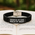 Funny Roofer Gifts by Day Ninja By Night Glide lock Clasp Bracelet for Men Graduation Unique Gifts from Friends