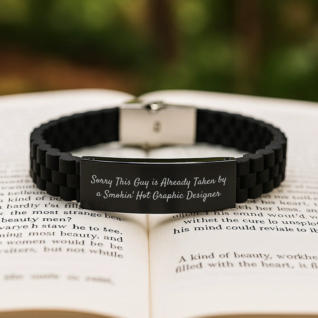 Gifts from Men to Graphic Designers, Funny Smokin' Hot Graphic Designer Quote Glide lock Clasp Bracelets, Christmas Unique Presents for Men