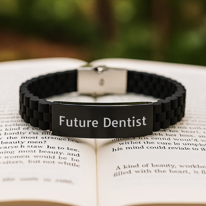 Funny Future Dentist Gifts from Friends, Black Glide lock Clasp Bracelet for Him, Men's Christmas Unique Accessories - Image 2